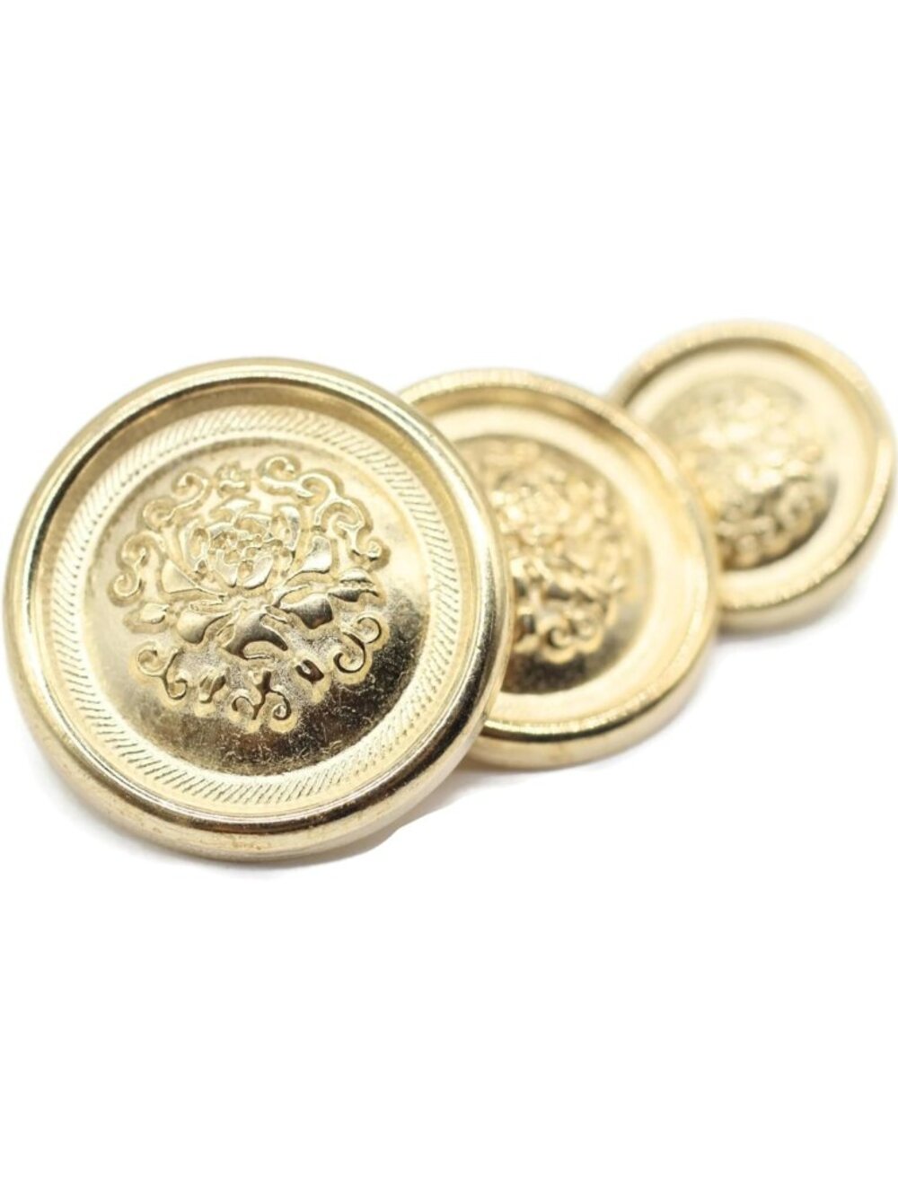 Floral Gold Metal Shank Buttons - 12 Pcs, 3 Sizes for Blazers, Coats & DIY